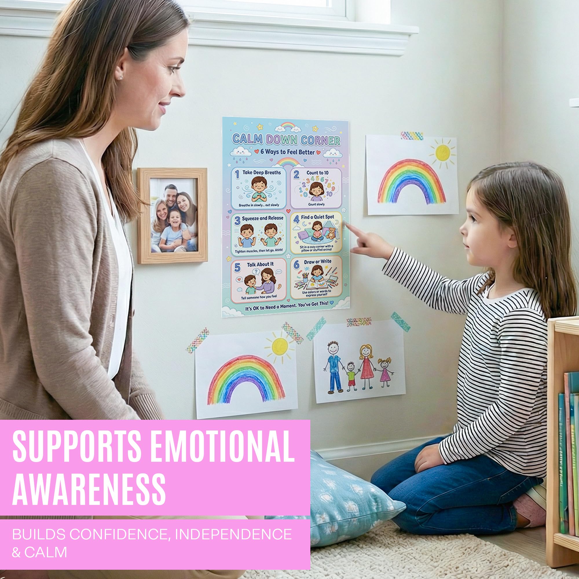 JELLY BEAN GENIUS 6 Ways to Feel Better Calming Poster for Kids – Coping Skills & Emotional Awareness Visual for Classroom