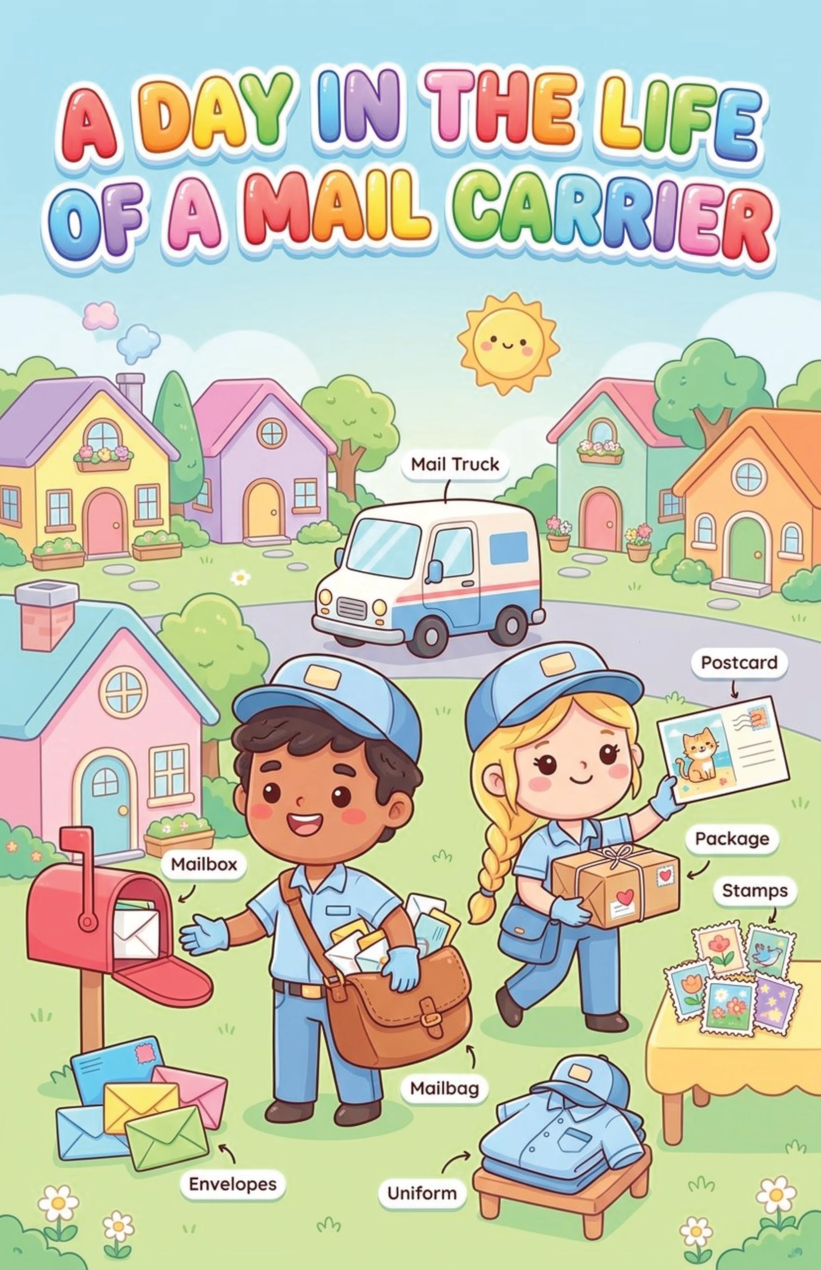 JELLY BEAN GENIUS Mail Carrier and Bus Driver Poster for Kids – Laminated Double-Sided Community Helpers Career Wall Art &