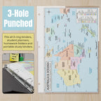 Australia & Oceania Map Poster for Kids - 2-Sided Laminated 8.5x11, Countries Capitals & Geographic Features with Blank