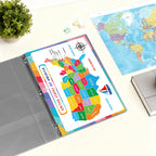 World Map & U.S. Presidents Reference Page – Laminated, Double-Sided Binder Insert for Study & Organization – Fits Standard