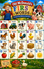 Four laminated educational posters for kids: farm alphabet, farm colors, farm words, numbers 1-20, and ocean ABC — view 5