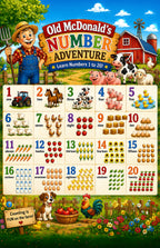 Four laminated educational posters for kids: farm alphabet, farm colors, farm words, numbers 1-20, and ocean ABC — view 6