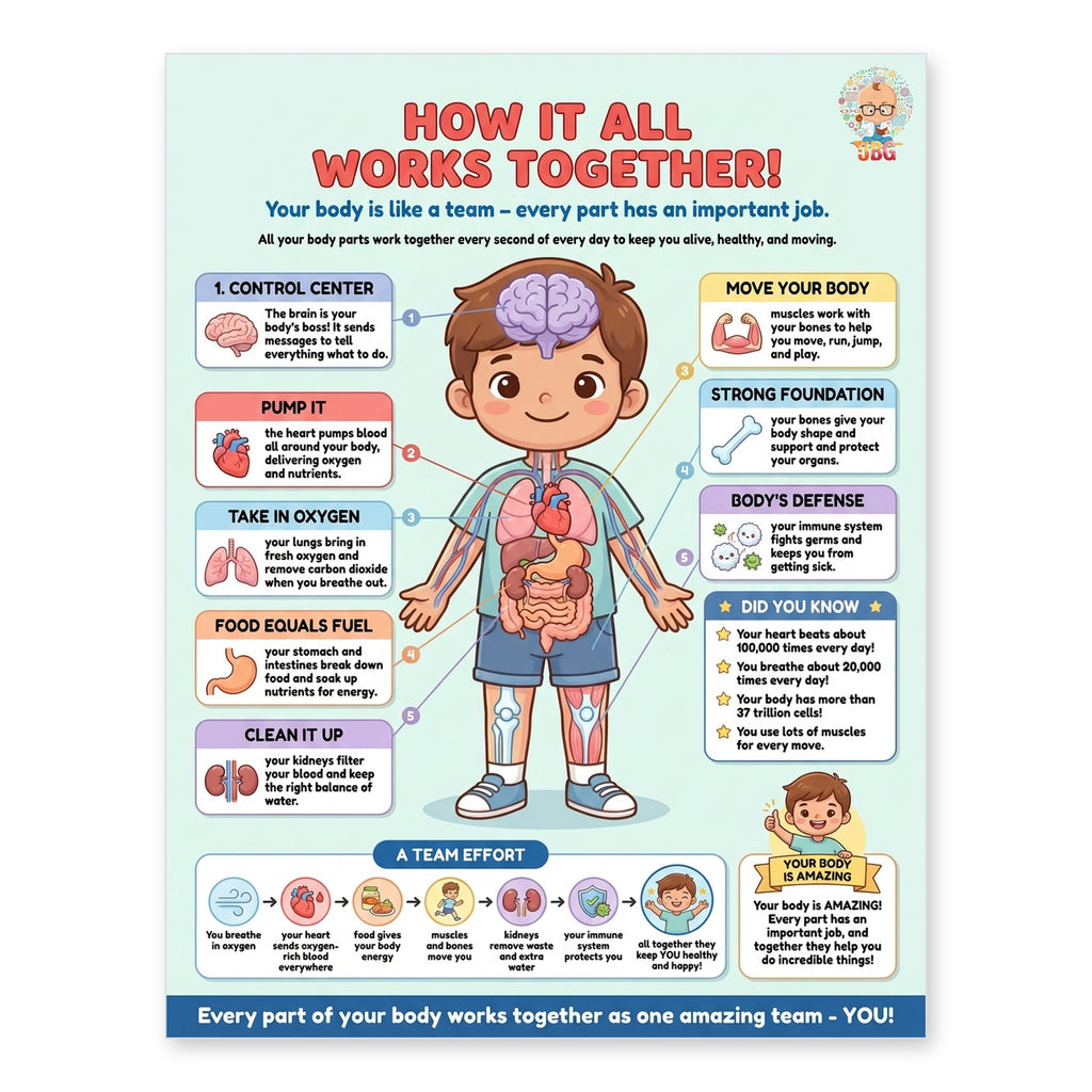 Six laminated human body anatomy posters with QR codes for narrated audio lessons — view 9