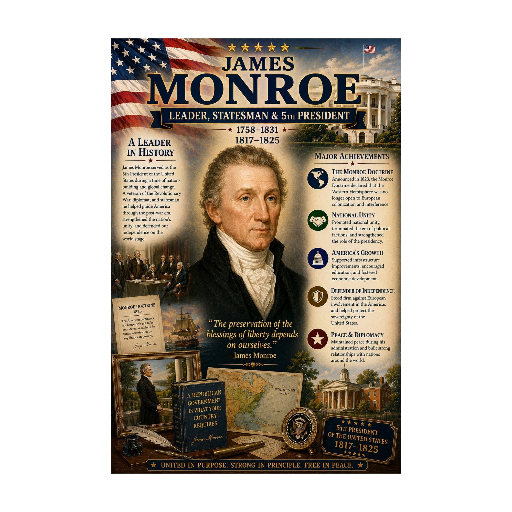 Set of laminated U.S. presidents binder posters with QR codes for narrated audio lessons — view 8