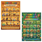 JELLY BEAN GENIUS Safari & Jungle Animals Poster for Kids – Double Sided Laminated Educational Chart | 40 Wild Animals