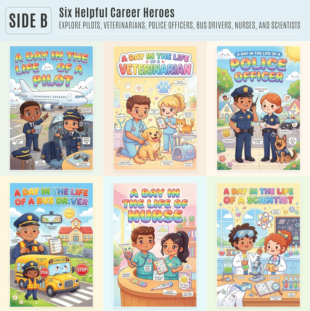 Six laminated community helpers posters with QR codes for narrated audio lessons — view 3