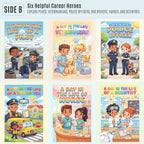 Six laminated community helpers posters with QR codes for narrated audio lessons — view 3