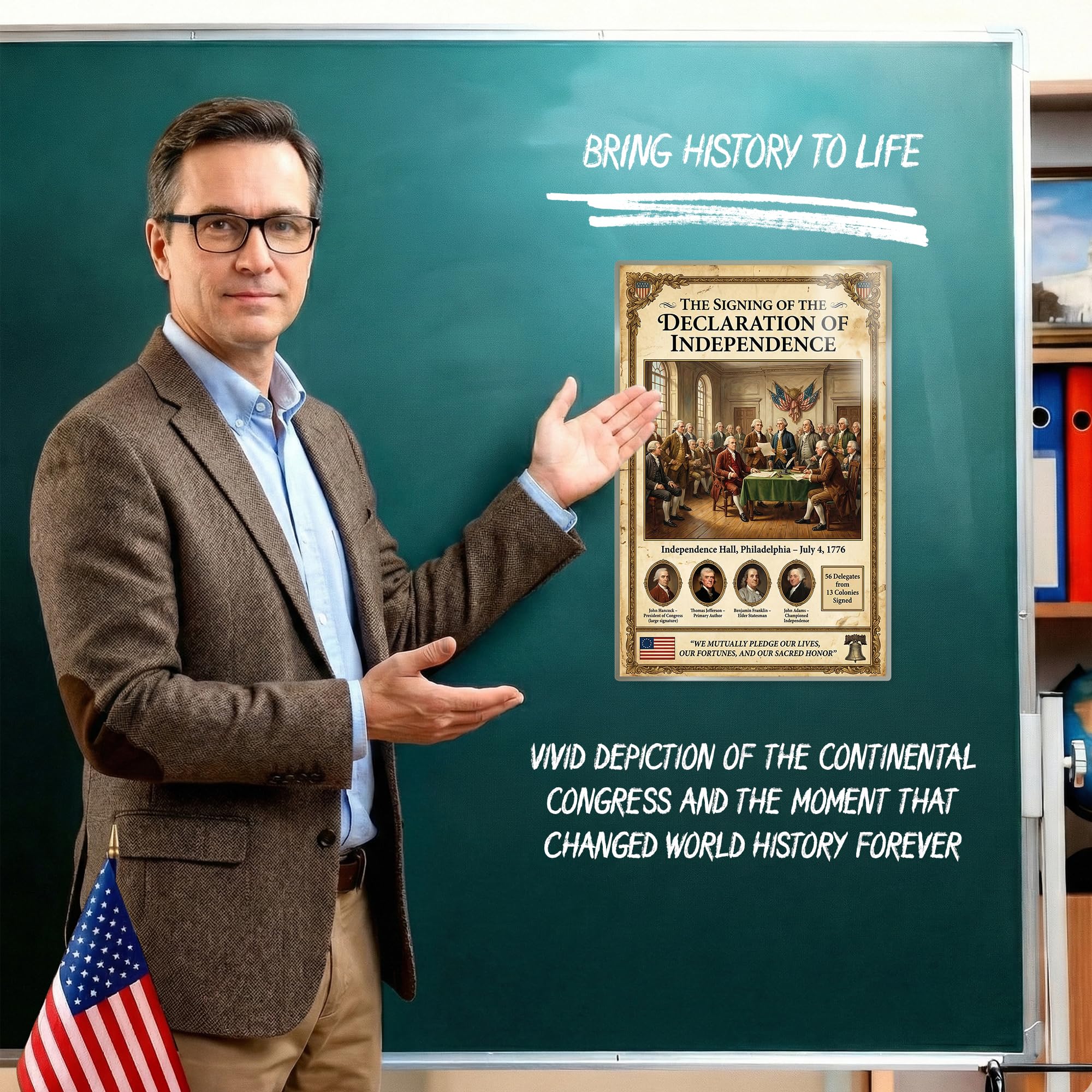 JELLY BEAN GENIUS Signing of the Declaration of Independence Poster - Historic Scene July 4 1776 - Laminated 11x17