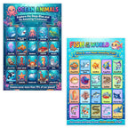 JELLY BEAN GENIUS Ocean Animals & Fish Poster for Kids – Double Sided Laminated Educational Chart | 40 Sea Creatures