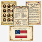 JELLY BEAN GENIUS Constitution Poster Set (4 Pack) - Framers, Summary, Flag, Article I - Laminated 11x17 - US History