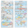 World Geography Map Set – 24-Pack Laminated 11x17 Dry Erase Study Maps | Double-Sided Color & Blank Outline Maps for