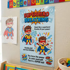 JELLY BEAN GENIUS Superhero Breathing Poster for Kids – Power Pose Calm Down Strategy, Calm Corner Classroom Decor, SEL
