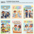 Six laminated community helpers posters with QR codes for audio lessons, covering healthcare, emergency, routes, checkups — view 3