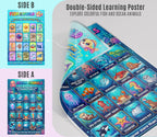 JELLY BEAN GENIUS Ocean Animals & Fish Poster for Kids – Double Sided Laminated Educational Chart | 40 Sea Creatures