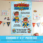 JELLY BEAN GENIUS Superhero Breathing Poster for Kids – Power Pose Calm Down Strategy, Calm Corner Classroom Decor, SEL