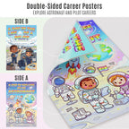 JELLY BEAN GENIUS Astronaut and Pilot Poster for Kids – Laminated Double-Sided Community Helpers Career Wall Art &