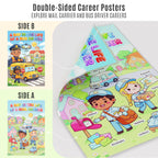 JELLY BEAN GENIUS Mail Carrier and Bus Driver Poster for Kids – Laminated Double-Sided Community Helpers Career Wall Art &