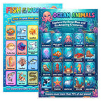 JELLY BEAN GENIUS Ocean Animals & Fish Poster for Kids – Double Sided Laminated Educational Chart | 40 Sea Creatures