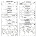 World Geography Map Set – 24-Pack Laminated 11x17 Dry Erase Study Maps | Double-Sided Color & Blank Outline Maps for