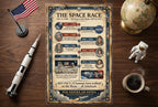 Space Race Poster for Kids, 11x17 Laminated History Timeline Poster, USA vs USSR 1957–1975, Moon Landing & NASA, Classroom