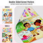 JELLY BEAN GENIUS Teacher and Scientist Poster for Kids – Laminated Double-Sided Community Helpers Career Wall Art &