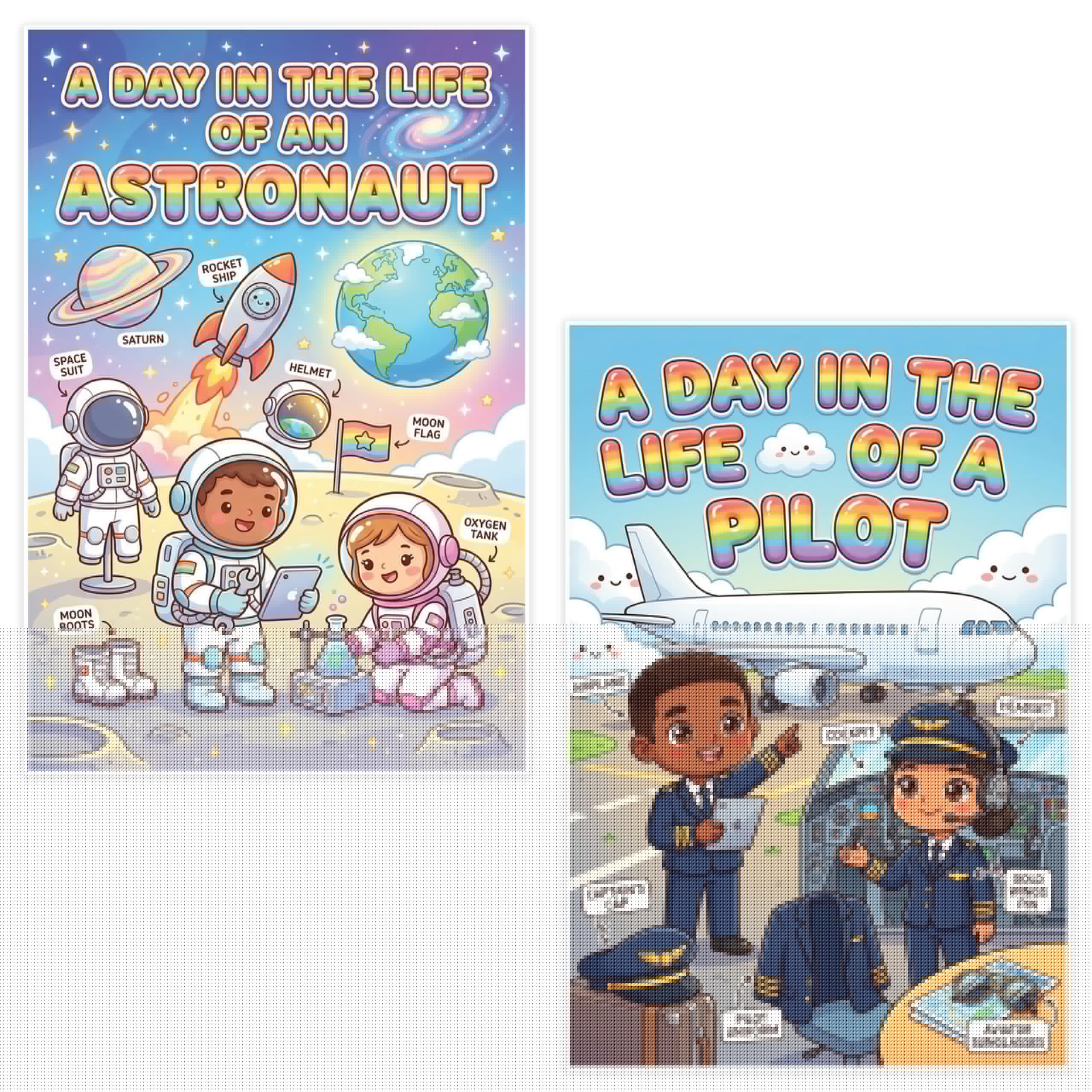 JELLY BEAN GENIUS Astronaut and Pilot Poster for Kids – Laminated Double-Sided Community Helpers Career Wall Art &