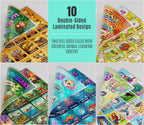 JELLY BEAN GENIUS Animal Posters for Kids 5 Pack (10 Designs) – Double Sided Laminated Educational Set | Safari Ocean Farm