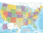 Detailed United States Map & Central America Map Reference Page – Laminated, Double-Sided 3-Ring Binder Insert – Durable Gloss Geography Chart for Study (2 Pack)