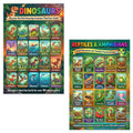 JELLY BEAN GENIUS Dinosaur & Reptiles Poster for Kids – Double Sided Laminated Educational Chart | 20 Dinos + 20 Amphibians