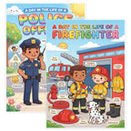 JELLY BEAN GENIUS Firefighter and Police Officer Mini Poster for Kids – Laminated Double-Sided Community Helpers Career
