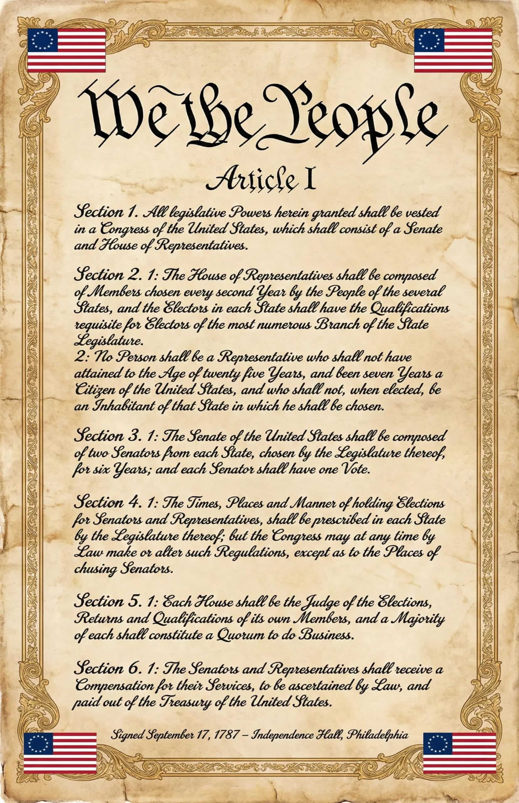 JELLY BEAN GENIUS Constitution Article I Poster - Legislative Branch Powers - Laminated 11x17 - Congress Senate House