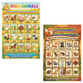 JELLY BEAN GENIUS Farm & Forest Animals Poster for Kids – Double Sided Laminated Educational Chart | 40 Woodland & Barnyard