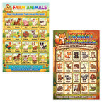 JELLY BEAN GENIUS Farm & Forest Animals Poster for Kids – Double Sided Laminated Educational Chart | 40 Woodland & Barnyard