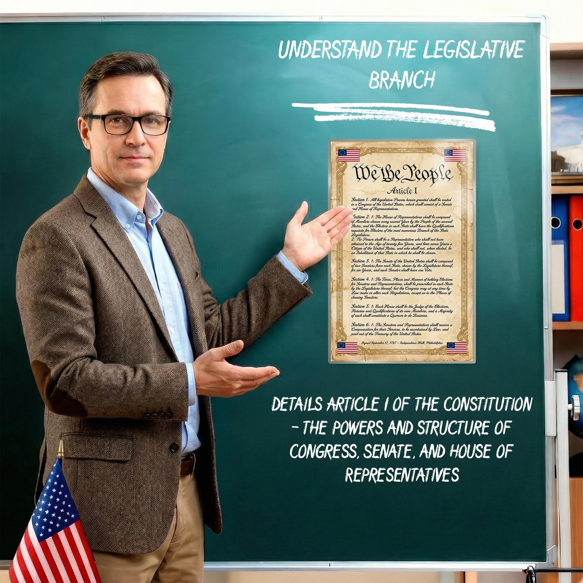 JELLY BEAN GENIUS Constitution Article I Poster - Legislative Branch Powers - Laminated 11x17 - Congress Senate House