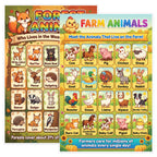 JELLY BEAN GENIUS Farm & Forest Animals Poster for Kids – Double Sided Laminated Educational Chart | 40 Woodland & Barnyard
