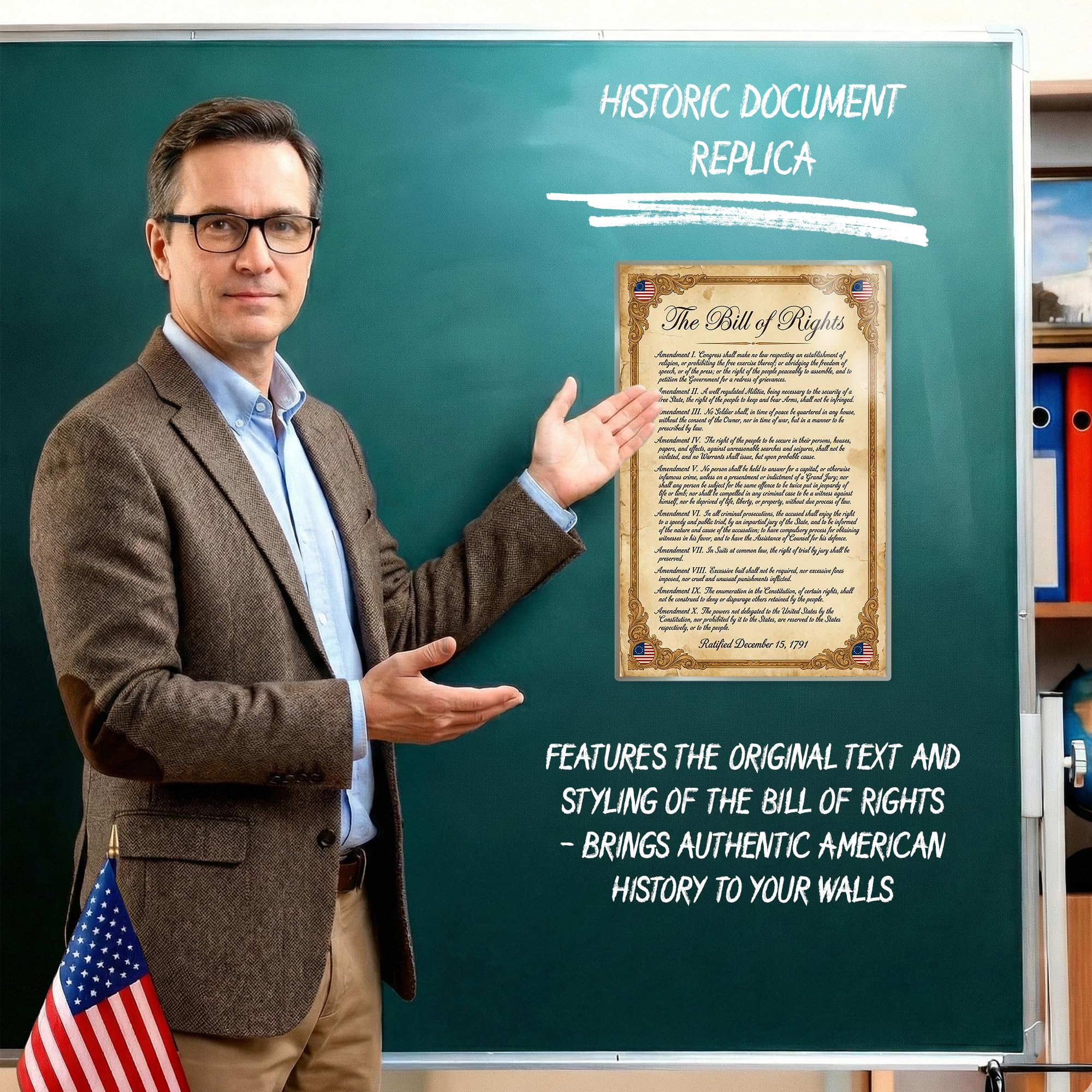 JELLY BEAN GENIUS Bill of Rights Original Document Poster - Historic Text Replica - Laminated 11x17 - Founding Documents