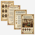 JELLY BEAN GENIUS Declaration of Independence Poster Set (4 Pack) - Signers, Summary, Signing Scene, Document - Laminated