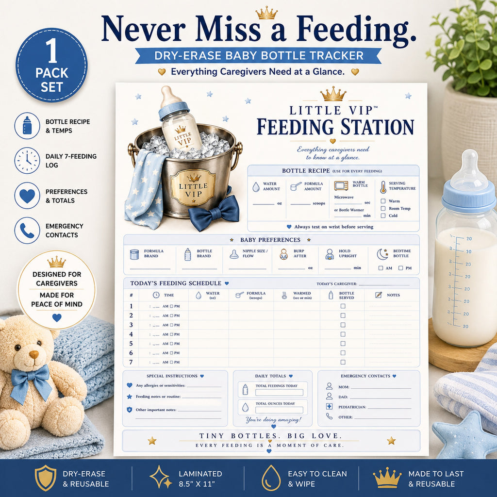 Three laminated feeding station posters for baby bottle feeding, routine tracking, and a QR code audio lesson set. — view 4
