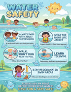 Laminated safety poster set for kids with QR codes for audio lessons on fire, water, playground, germs, first aid, nurse, and — view 5