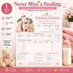 Three laminated feeding station posters for baby bottle feeding, routine tracking, and a QR code audio lesson set. — view 5