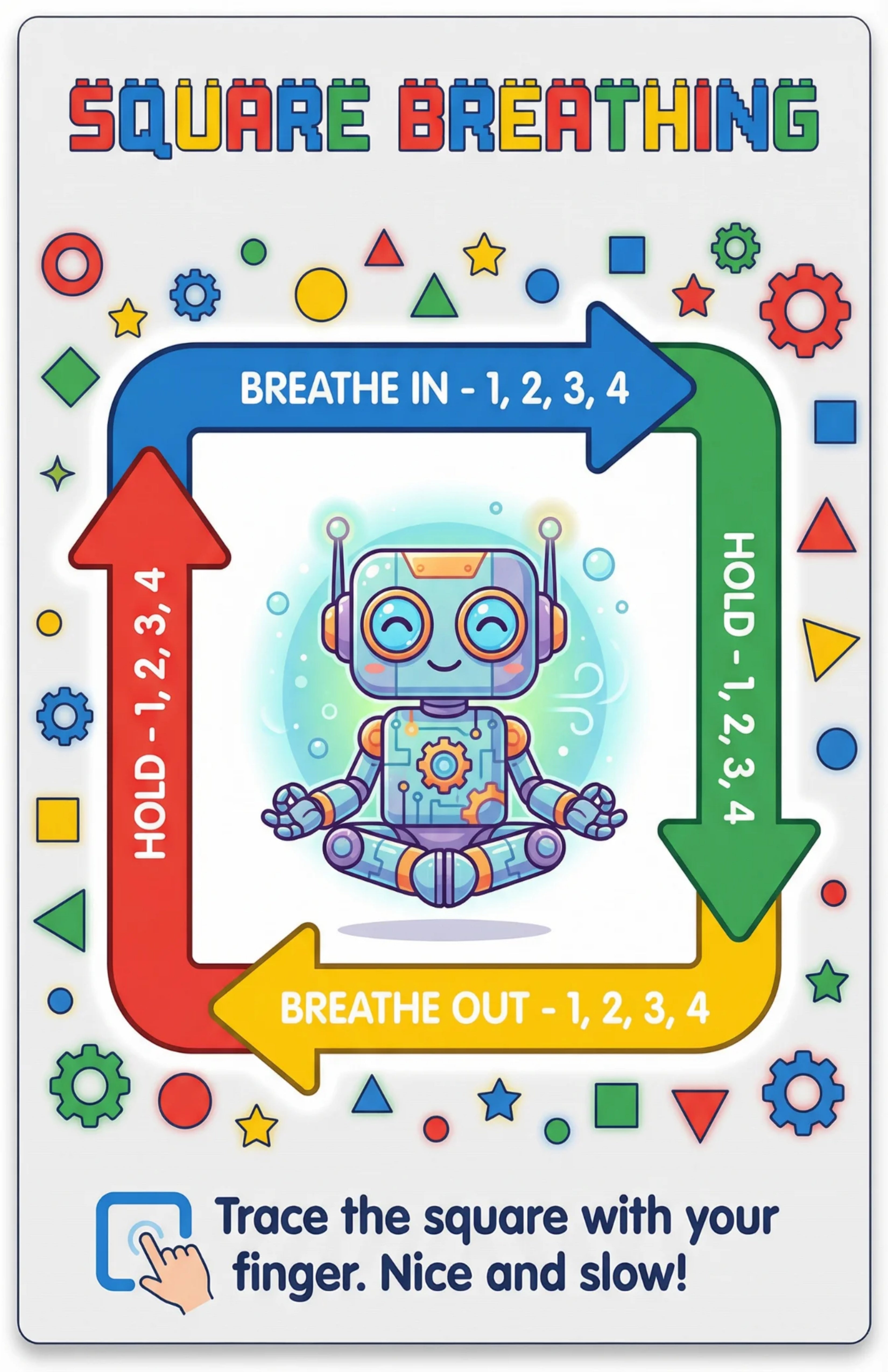 Set of 4 laminated calming corner posters for breathing and grounding with QR codes for audio lessons — view 4