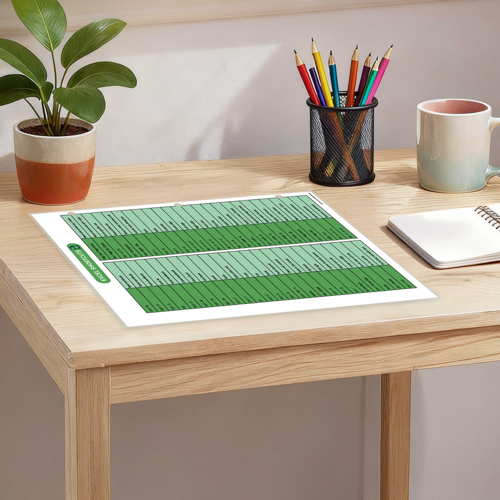 Excel, Word & PowerPoint Keyboard Shortcuts Binder Insert (Double-Sided Reference Page) | Excel Skills Chart for Kids
