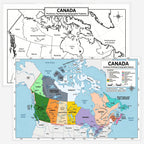 Canada Map | 11×17 Laminated Dry Erase Study Map (Double-Sided) | Geography Learning Chart for Kids