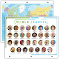 World Map & Leaders Reference Page | Geography Learning Chart for Kids