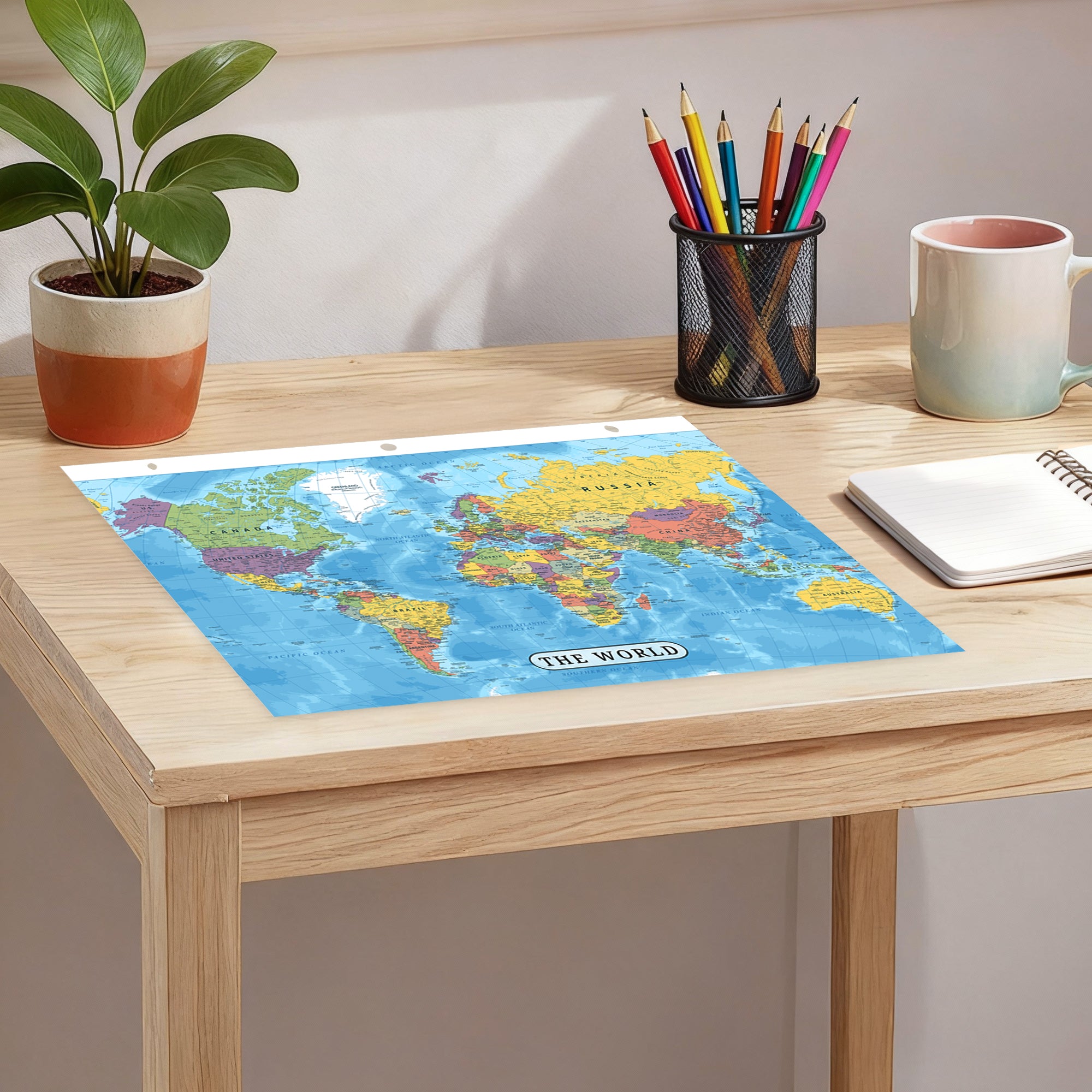 World Map & Colombia Map Reference Binder Insert (Double-Sided) | Geography Learning Chart for Kids