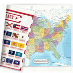 Detailed United States Map & State Flags Reference Binder Insert (Double-Sided) | Geography Learning Chart for Kids