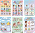 Six laminated Calming Corner posters for children with QR codes for narrated calm-down and feelings lessons