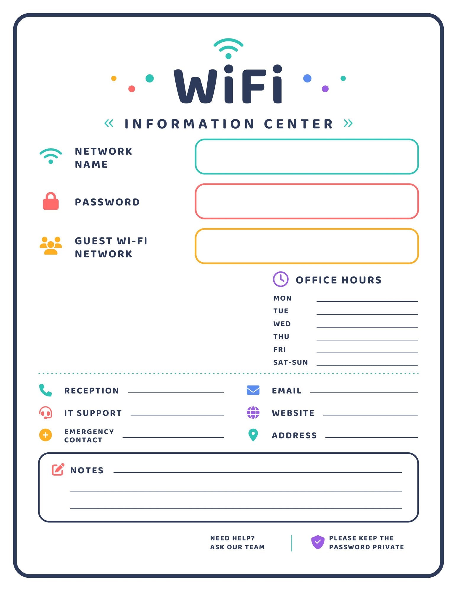 Five laminated WiFi information posters with QR codes for narrated audio lessons.