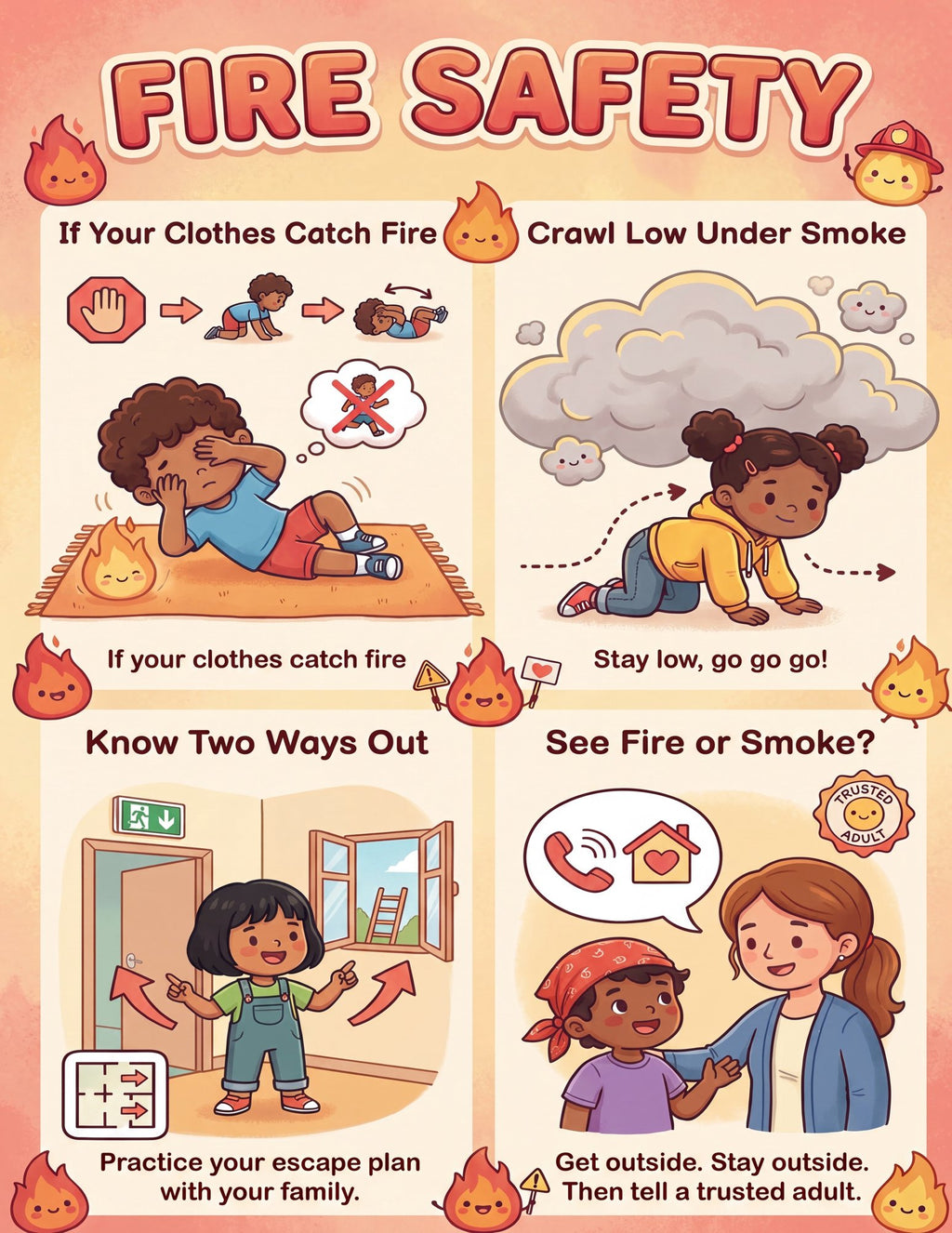 Laminated safety poster set for kids with QR codes for audio lessons on fire, water, playground, germs, first aid, nurse, and — view 4