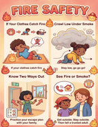 Laminated safety poster set for kids with QR codes for audio lessons on fire, water, playground, germs, first aid, nurse, and — view 4